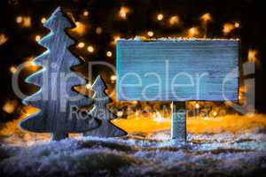 Vintage Wooden Sign, Christmas Tree, Snow, Copy Space