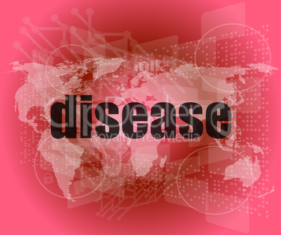 disease words on digital touch screen interface