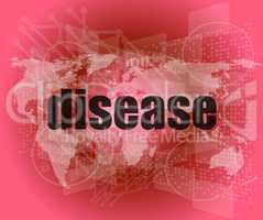 disease words on digital touch screen interface