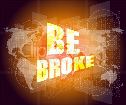 touch screen interface with be broke words vector illustration