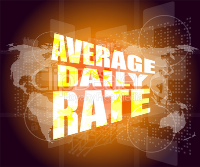 words average daily rate on business digital touch screen