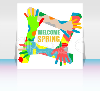 Welcome spring words on holiday card