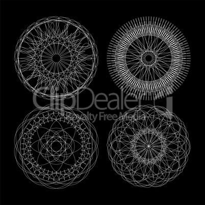 Circle lace ornament, round ornamental geometric pattern, black and white collection