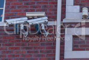 CCTV cameras on the wall of the house