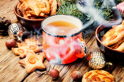 Christmas tea with cookie