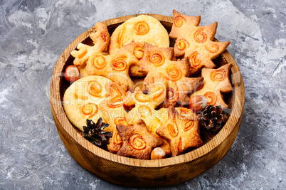 Christmas cookies on retro table