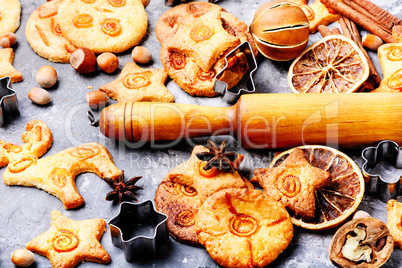 Christmas cookies on retro table