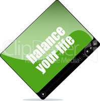 Video media player for web with balance your life words