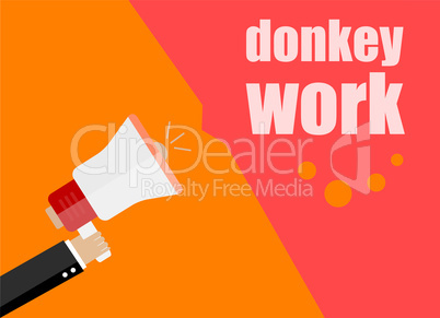 Donkey work. Flat design business concept Digital marketing business man holding megaphone for website and promotion banners.