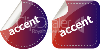 accent stickers set on white, icon button