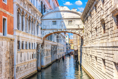 The Bridge of Sighs over the canal of Venice, Italy