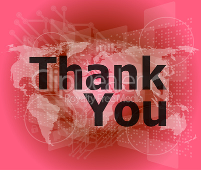 The word thank you on digital screen, social concept