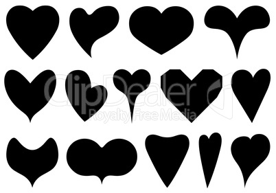 Set of different hearts