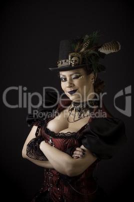 Steampunk Young Woman Emotional Portrait