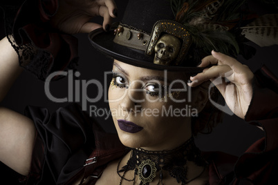 Steampunk Young Woman Emotional Portrait