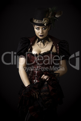 Steampunk Young Woman Emotional Portrait