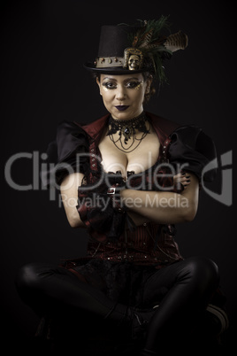 Steampunk Young Woman Emotional Portrait