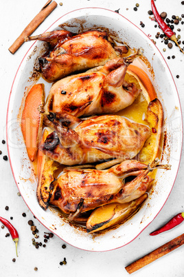 Baked whole quails