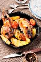 Roasted quail with vegetable