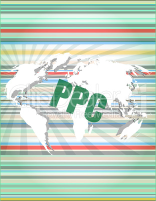 ppc words on digital touch screen interface