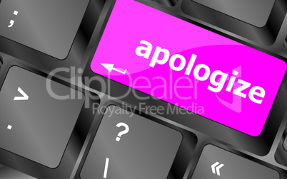 Keyboard with Enter button, apologize word on it