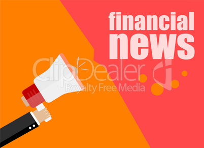 flat design business concept. financial news, Digital marketing business man holding megaphone for website and promotion banners.