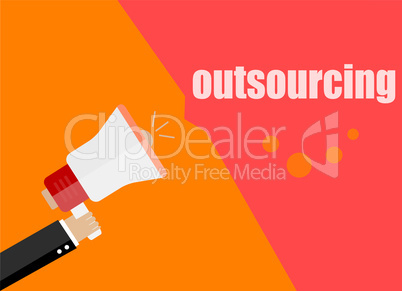 outsourcing. Flat design business concept Digital marketing business man holding megaphone for website and promotion banners