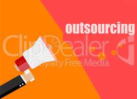 outsourcing. Flat design business concept Digital marketing business man holding megaphone for website and promotion banners