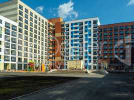 New residential complex. Modern architecture, bright colorful facades and convenient infrastructure. Moscow, Russia