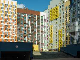 New residential complex. Modern architecture, bright colorful facades and convenient infrastructure. Moscow, Russia