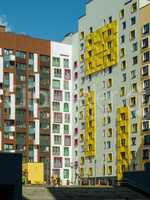 New residential complex. Modern architecture, bright colorful facades and convenient infrastructure. Moscow, Russia