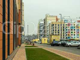 New residential complex. Modern architecture, bright colorful facades and convenient infrastructure. Moscow, Russia