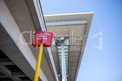 German sign on Airport Berlin. Haltestelle ausser Betrieb means, bus stop out of service