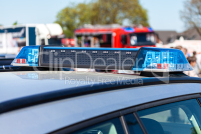 Blue light bar on a german police car