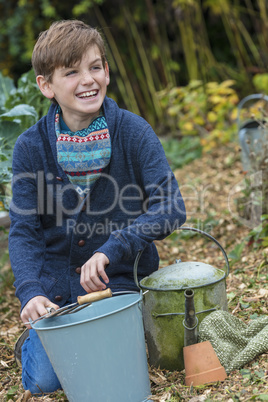 Happy Boy Male Child Gardening