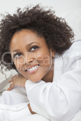 Mixed Race African American Woman Girl in White Shirt