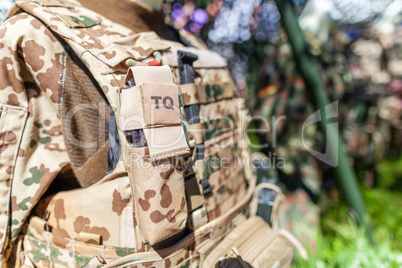 TQ tourniquet bag on a german soldier desert uniform