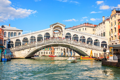 Famous Rialto bridge over the Grand Canal, Venice, Italy