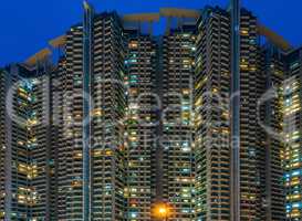 Hong Kong - South West - tower blocks at blue hour