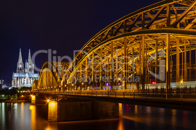 Cologne - Cathedral with Hohenzollern bridge at Night