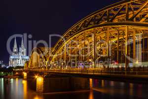 Cologne - Cathedral with Hohenzollern bridge at Night