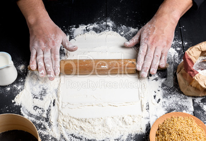 process of making dough by male hands
