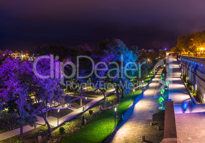 Greek Park in Odessa, Ukraine at night