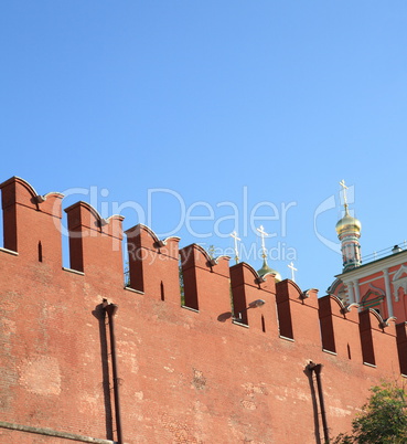 Kremlin wall on sky background