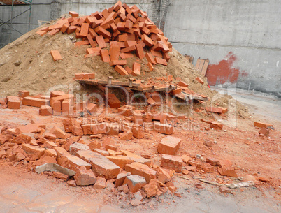 heap of red brick