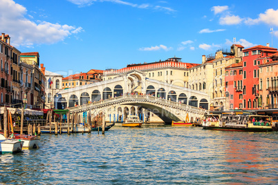 The Rialto Bridge, one of the most visited sights of Venice, Ita