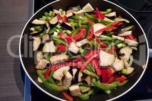Dish cooking vegetables in the pan