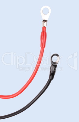 Two Wire Red and Black Isolated on Blue