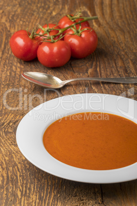 Frische Tomatensuppe in einem Teller