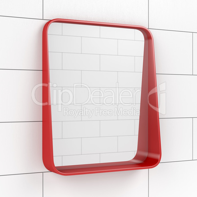 Mirror in the bathroom on tiled wall